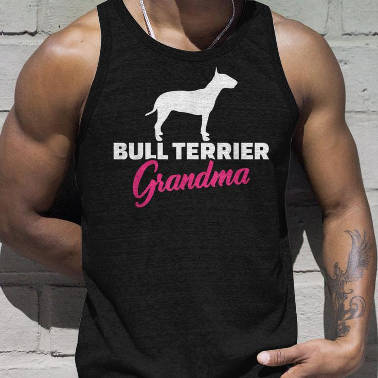 Bullterrier Oma Schwarzes Unisex TankTop, Hunde Silhouette & Text in Pink Geschenke für Ihn