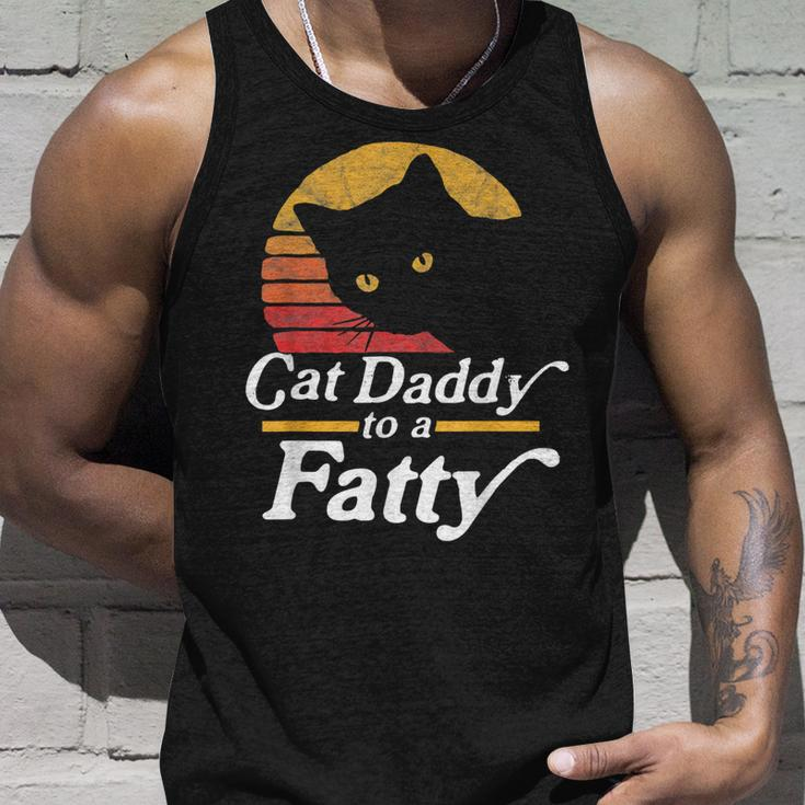 Cat Daddy To A Fatty Funny Vintage 80S Sunset Fat Chonk Dad Unisex Tank Top Gifts for Him
