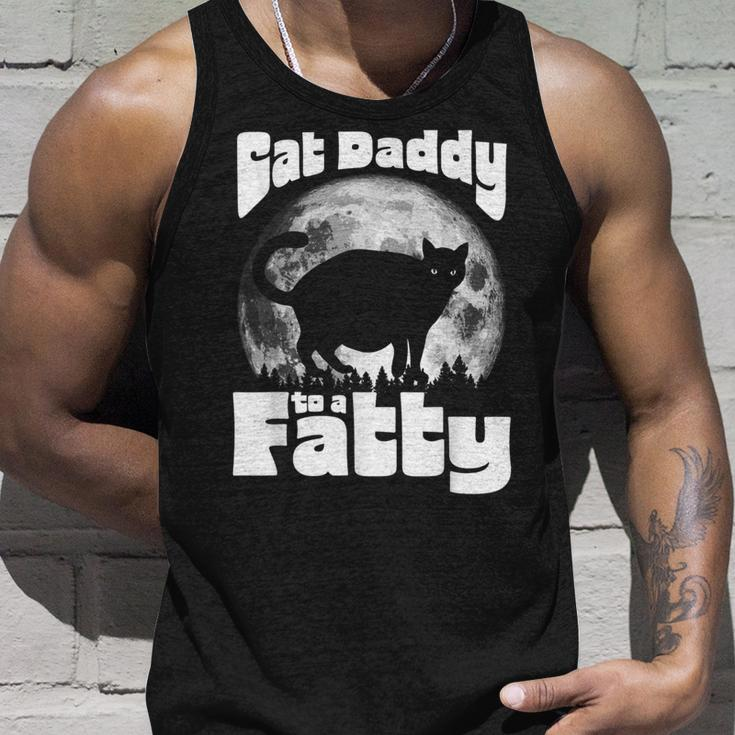 Cat Daddy To A Fatty Funny Vintage Full Moon & Chonk Dad Unisex Tank Top Gifts for Him