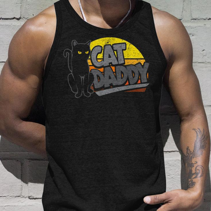 Cat Daddy Vintage Sunset Retro Distressed Fathers Day Unisex Tank Top Gifts for Him