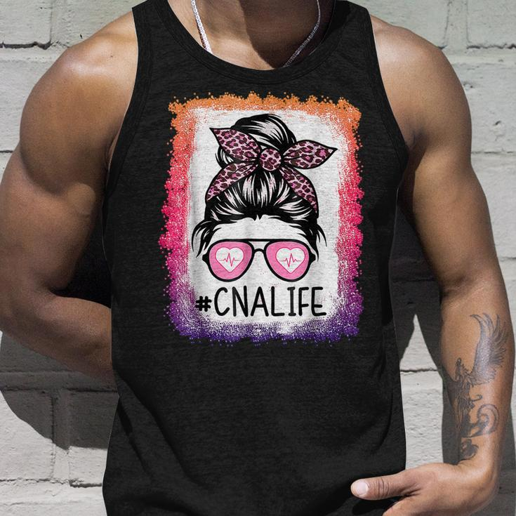 Cna Nurse Life Bleached Pink Leopard Messy Bun Womens Unisex Tank Top Gifts for Him