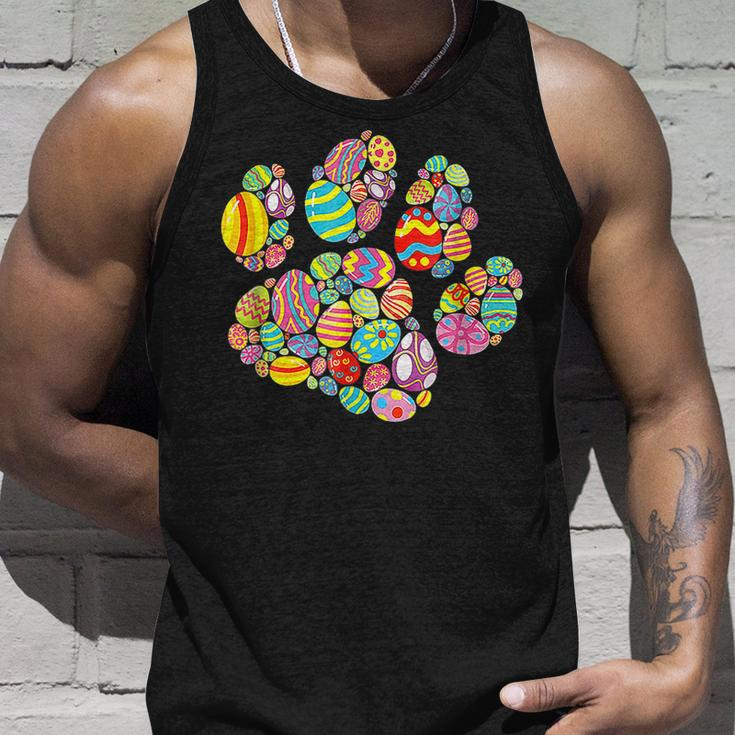Colorful Egg Paw Print Funny Dog Cat Lovers Easter Day Gifts Unisex Tank Top Gifts for Him