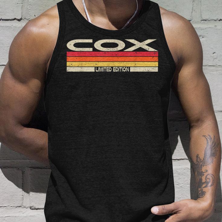 Cox Nachname Retro Sunset Unisex TankTop, 80er 90er Jahre Geburtstag Familientreffen Geschenke für Ihn