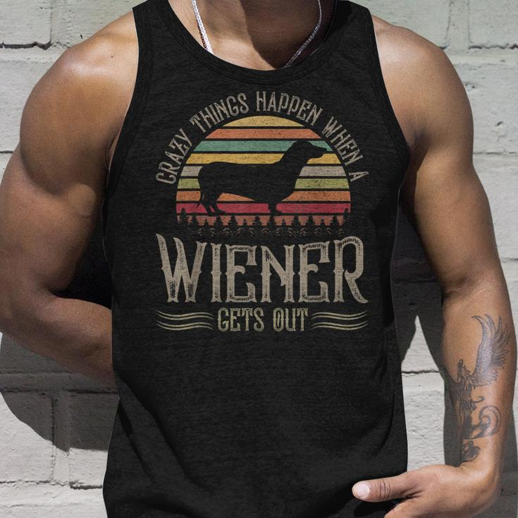 Crazy Things Happen When A Wiener Gets Out Dachshund V2 Unisex Tank Top Gifts for Him