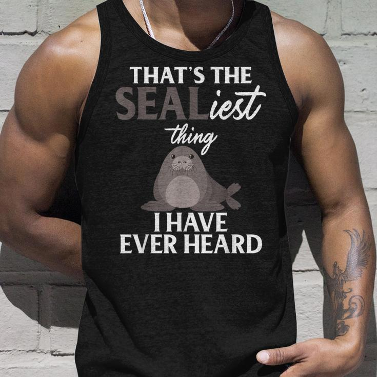 Cute Funny Animal Pun Sealiest Thing Seal Unisex Tank Top Gifts for Him