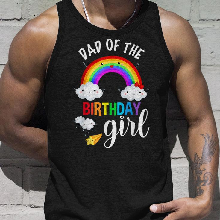 Dad Of The Birthday Girl Rainbow B-Day Matching Family Unisex Tank Top Gifts for Him