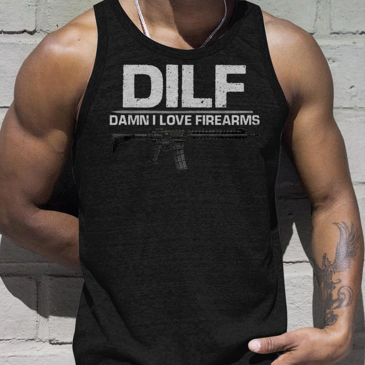 Dilf Damn I Love Firearms Unisex Tank Top Gifts for Him