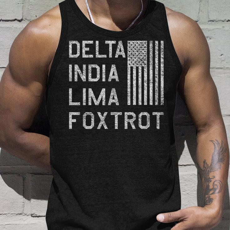 Dilf Delta India Lima Foxtrot Us Flag American Patriot Unisex Tank Top Gifts for Him