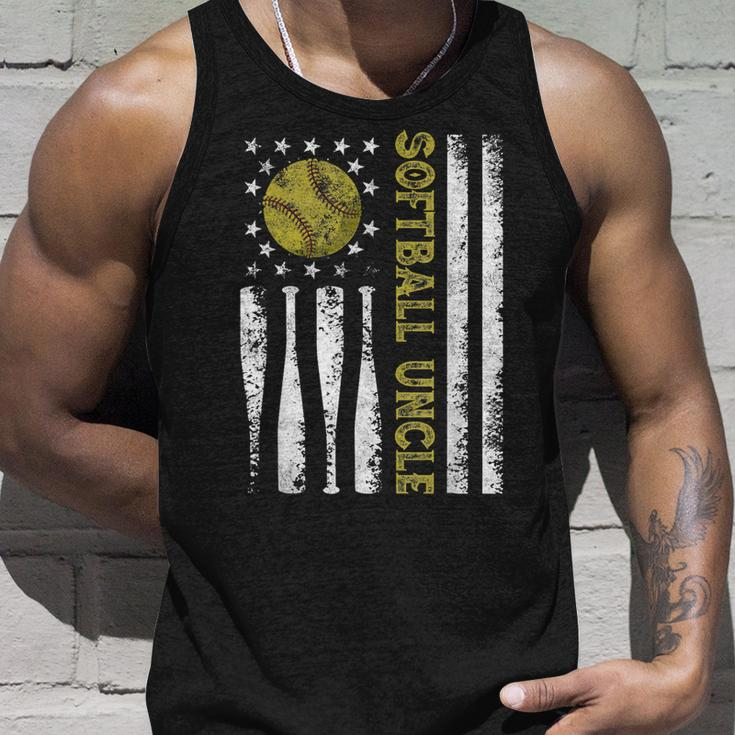 Distressed Usa American Flag Softball Uncle Fathers Day Unisex Tank Top Gifts for Him