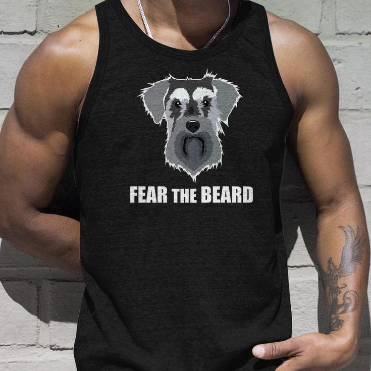 Dog Meme Fear The Beard Mini Schnauzer Dog Men Women Tank Top Graphic Print Unisex Gifts for Him
