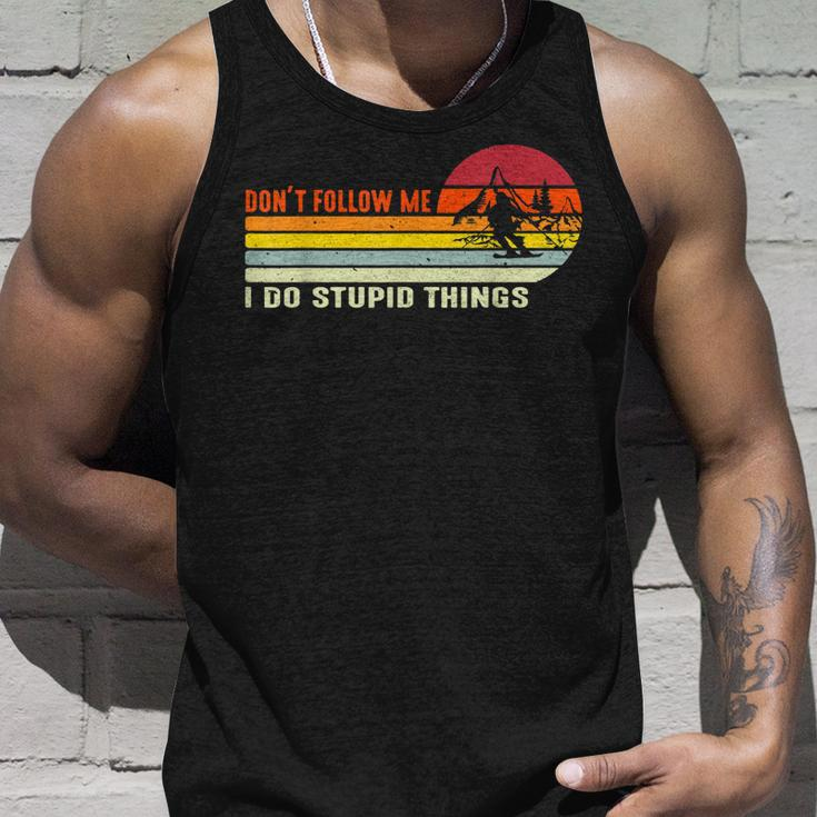Dont Follow Me I Do Stupid Things Bikers Snowmobile Funny Unisex Tank Top Gifts for Him