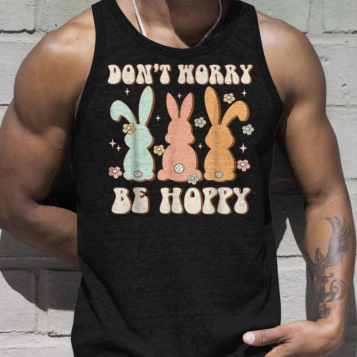 Dont Worry Be Hoppy Rabbit Cute Bunny Flowers Easter Day Unisex Tank Top Gifts for Him