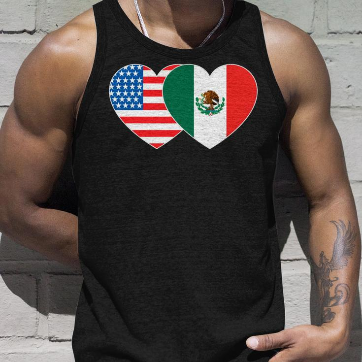 Doppelherz Mexiko & USA Flagge Langarmshirt für mexikanisch-amerikanische Patrioten Unisex TankTop Geschenke für Ihn