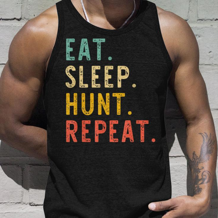 Eat Sleep Hunt Repeat Hunting Hunter Funny Retro Vintage Unisex Tank Top Gifts for Him