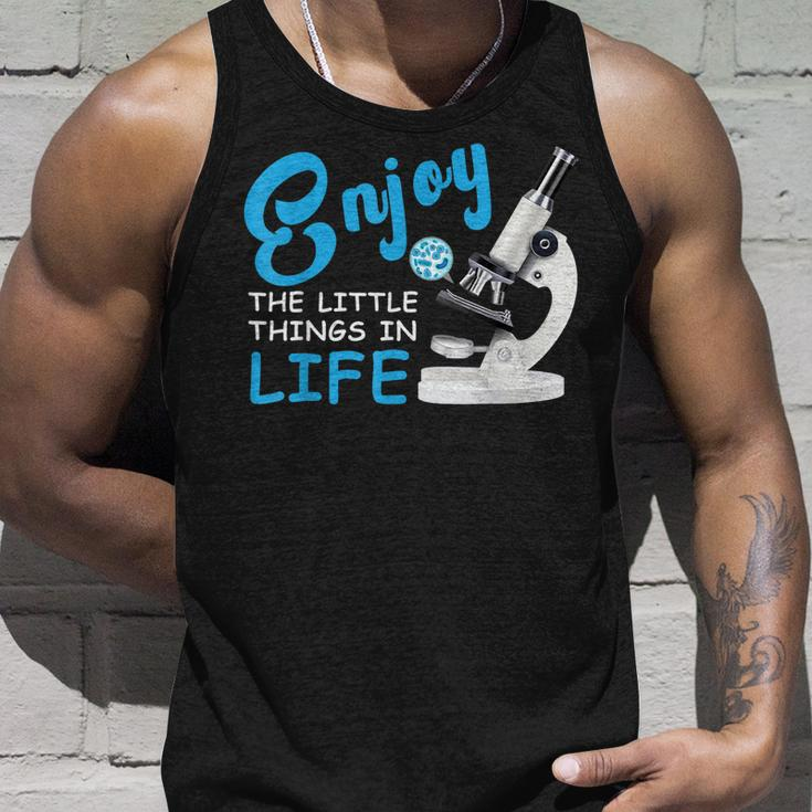 Enjoy The Little Things In Life Biology Science Microscope Unisex Tank Top Gifts for Him