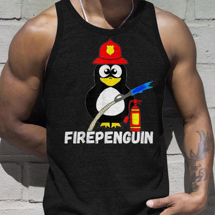 Fire Fighter Penguin Fireman Water Bird Firefighter Unisex Tank Top Gifts for Him