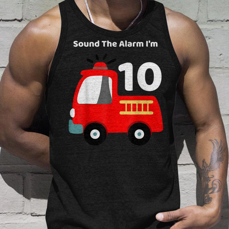 Fire Fighter Truck 10 Year Old Birthday | 10Th Bday Unisex Tank Top Gifts for Him