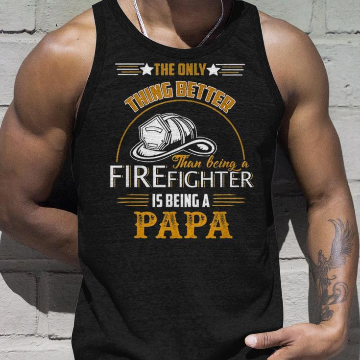 Firefighter Fireman Dad Papa Fathers Day Cute Gift Idea Unisex Tank Top Gifts for Him