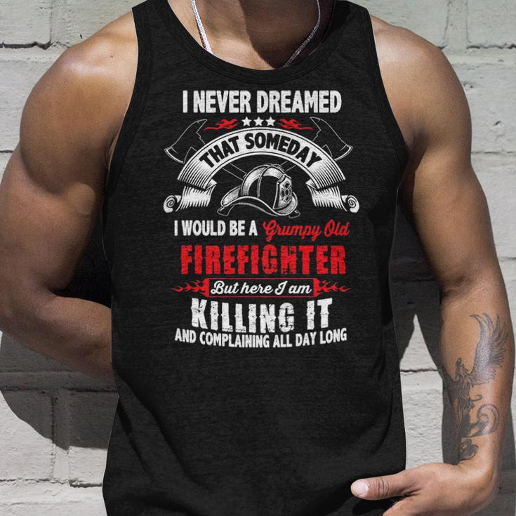 Firefighter Funny Grumpy Old Firefighter Unisex Tank Top Gifts for Him