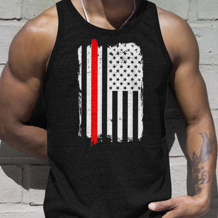 Firefighter Thin Red Line Amercian Flag | Usa Unisex Tank Top Gifts for Him