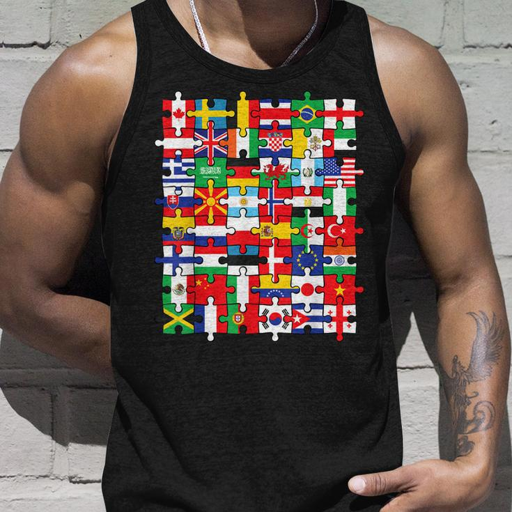 Flags Of Countries Of The World International Flag Puzzle Unisex Tank Top Gifts for Him