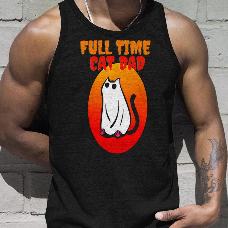 Full Time Cat Dad Halloween Black Cat Wearing Ghost Halloween Cat Dad Tank Top Gifts for Him