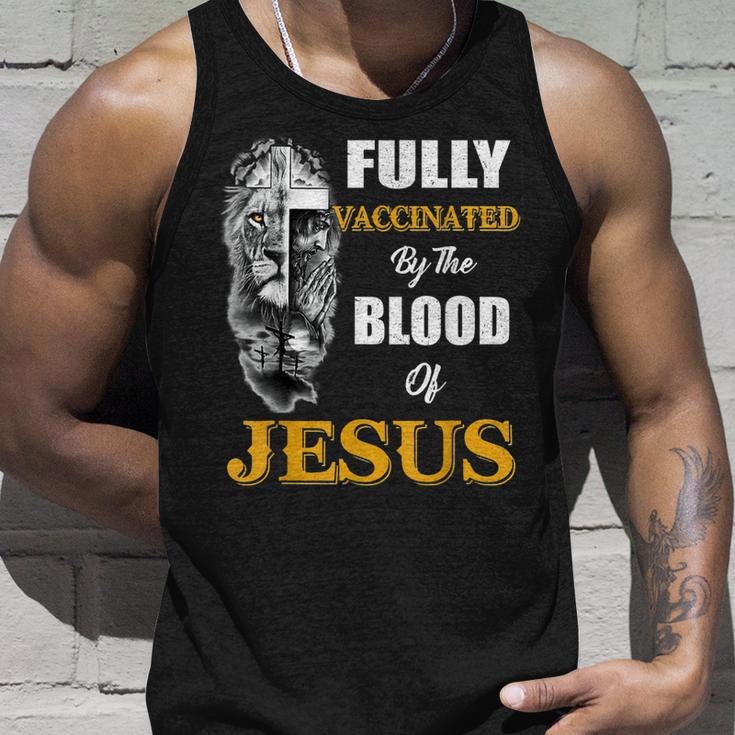 Fully Vaccinated By The Blood Of Jesus Lion Cross Christian V2 Unisex Tank Top Gifts for Him