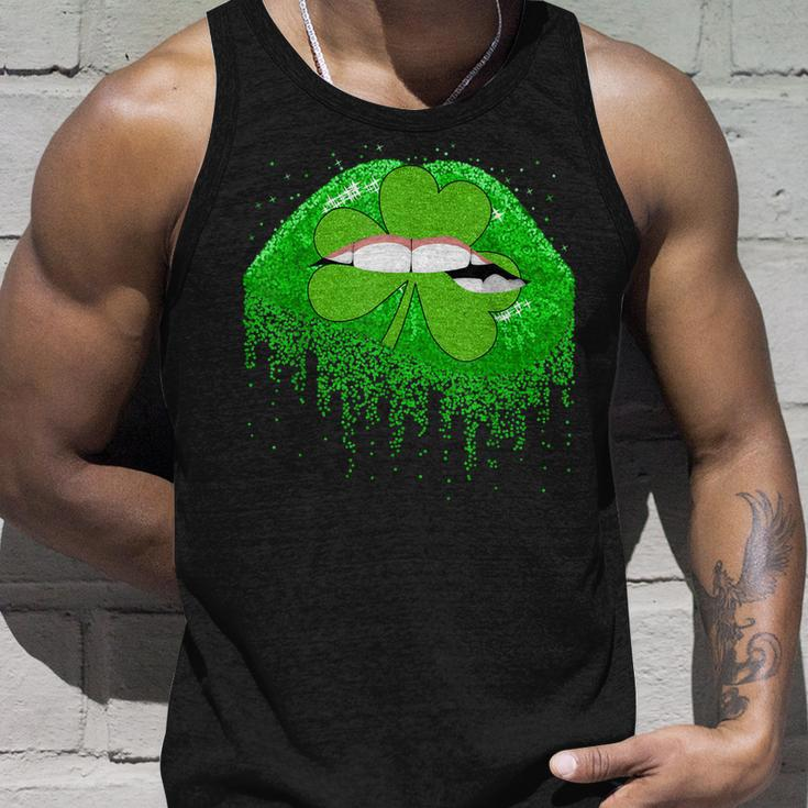 Funny Leopard Green Sexy Lips Shamrocks St Patricks Day Unisex Tank Top Gifts for Him
