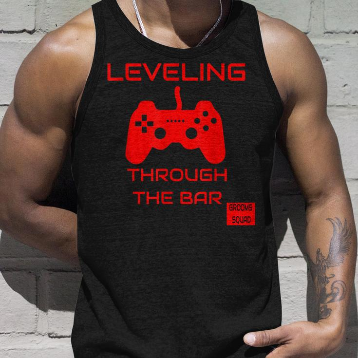 Funny Leveling Through The Bar Grooms Squad Bachelor Retro Unisex Tank Top Gifts for Him
