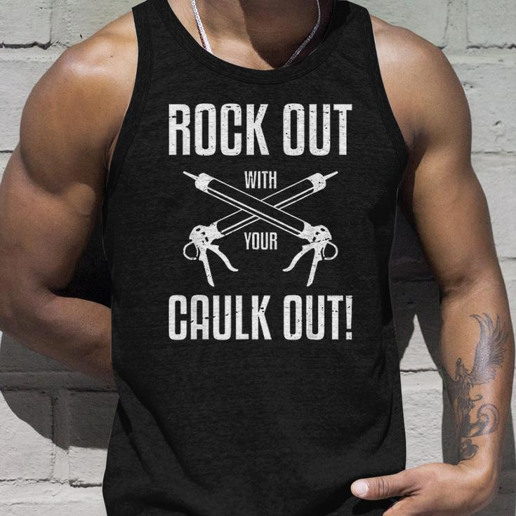 Funny Rock Out With Your Caulk Out Construction Worker V2 Men Women Tank Top Graphic Print Unisex Gifts for Him