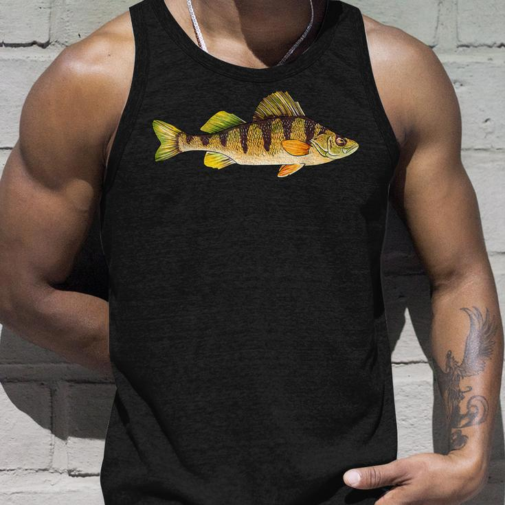 Funny Yellow Perch Fishing Freshwater Fish Angler Unisex Tank Top Gifts for Him