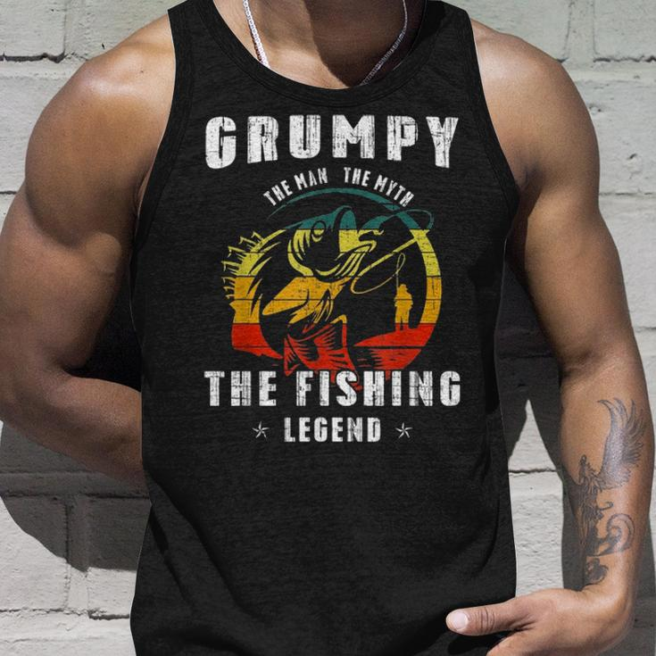 Grumpy Man Myth Fishing Legend Funny Fathers Day Gift Unisex Tank Top Gifts for Him