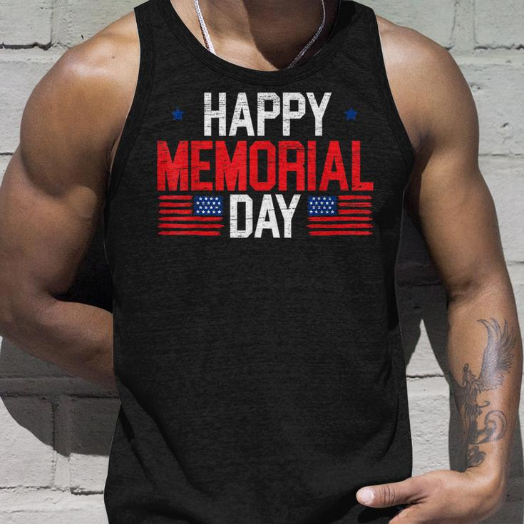 Happy Memorial Day Usa Flag American Patriotic Armed Forces Unisex Tank Top Gifts for Him