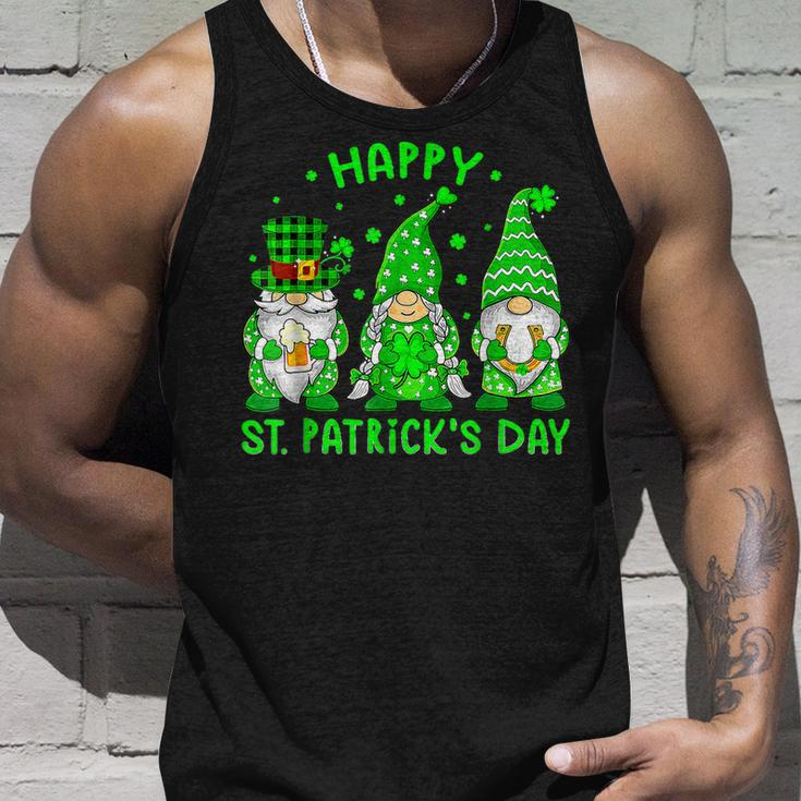 Happy St Patricks Day Three Gnomes Squad Holding Shamrock Unisex Tank Top Gifts for Him