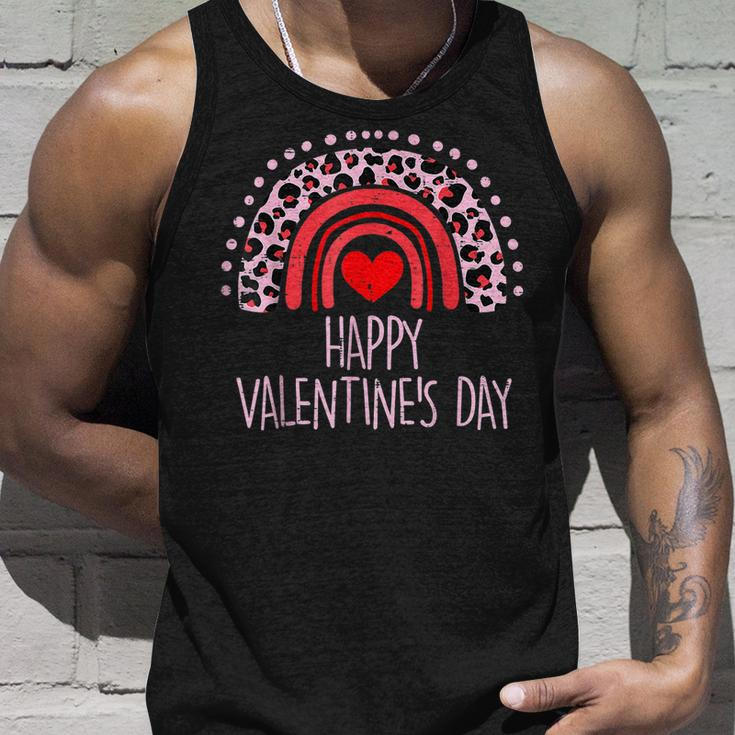 Happy Valentines Day Leopard Rainbow Red Women Valentine V2 Unisex Tank Top Gifts for Him