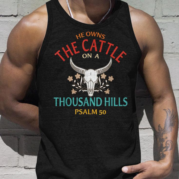 He Owns The Cattle On A Buffalo Thousand Hills Psalm 50 Unisex Tank Top Gifts for Him