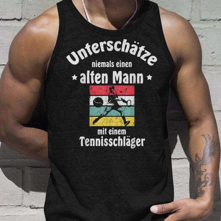 Herren Tennis Unisex TankTop mit Tennisschläger & Ball Motiv für Pensionäre Geschenke für Ihn