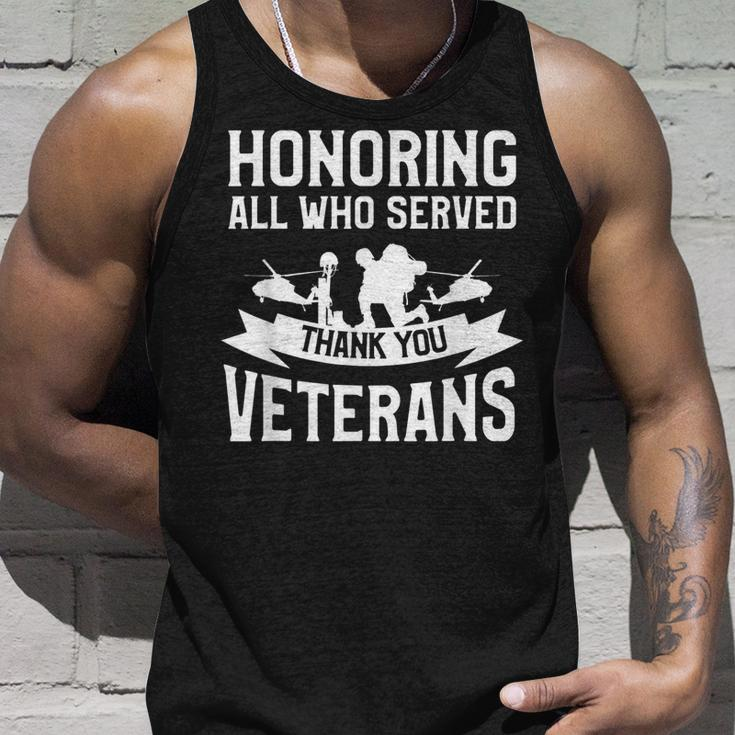 Honoring All Who Served Thank You Veterans Veteran Unisex Tank Top Gifts for Him
