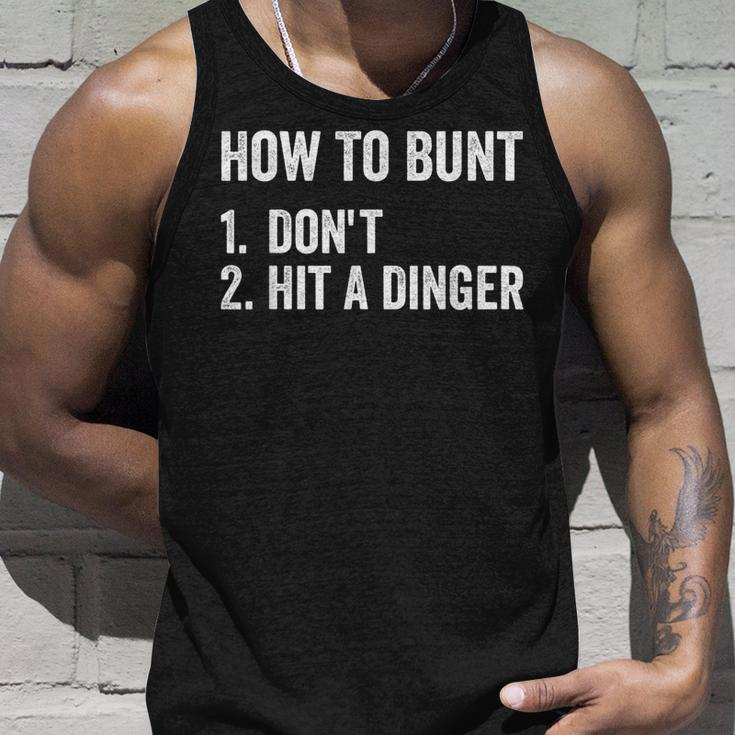 How To Bunt Dont Hit A Dinger Funny Baseball Softball Unisex Tank Top Gifts for Him