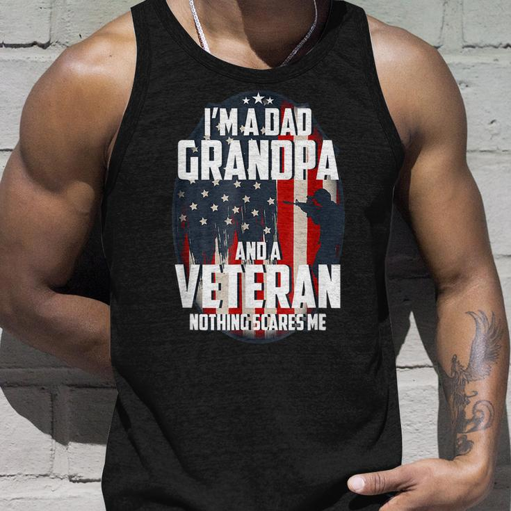 I Am A Dad Grandpa And A Veteran Nothing Scares Me Usa Gift V2 Unisex Tank Top Gifts for Him
