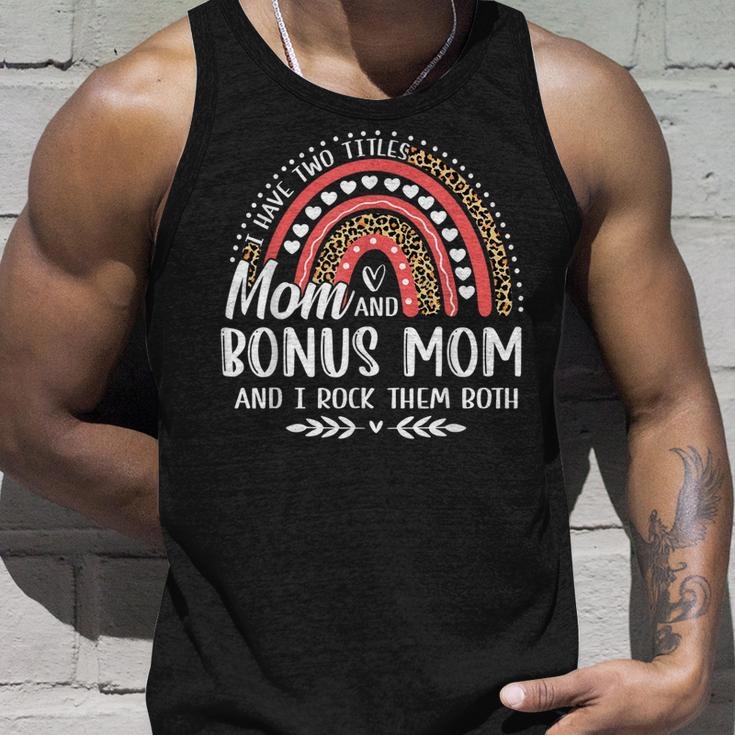 I Have Two Titles Mom Bonus Mom Mothers Day Leopard Rainbow Unisex Tank Top Gifts for Him