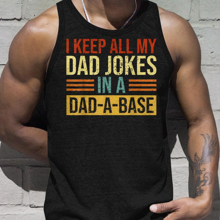 I Keep All My Dad Jokes In A Dad A Base Vintage Dad Jokes Unisex Tank Top Gifts for Him