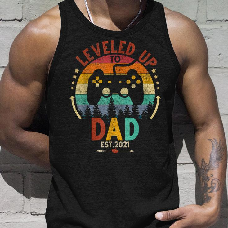 I Leveled Up To Dad Est 2021 Funny Video Gamer Gift Unisex Tank Top Gifts for Him