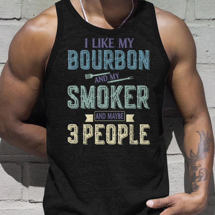 I Like Bourbon And My Smoker And Maybe 3 People Bbq Gifts Unisex Tank Top Gifts for Him