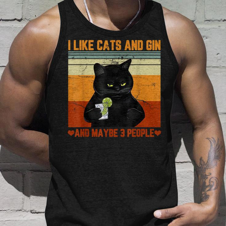 I Like Cats And Gin And Maybe 3 People Love Cat Gin Lover Unisex Tank Top Gifts for Him