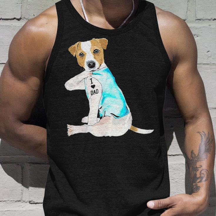 I Love Dad Tattoo Jack Russell Terrier Dad Tattooed Gift Unisex Tank Top Gifts for Him