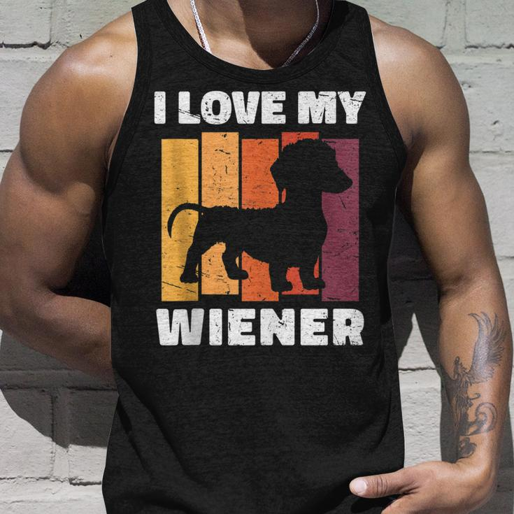 I Love My Wiener Dog Funny Dachshund Dad Dog Lover Pun Unisex Tank Top Gifts for Him