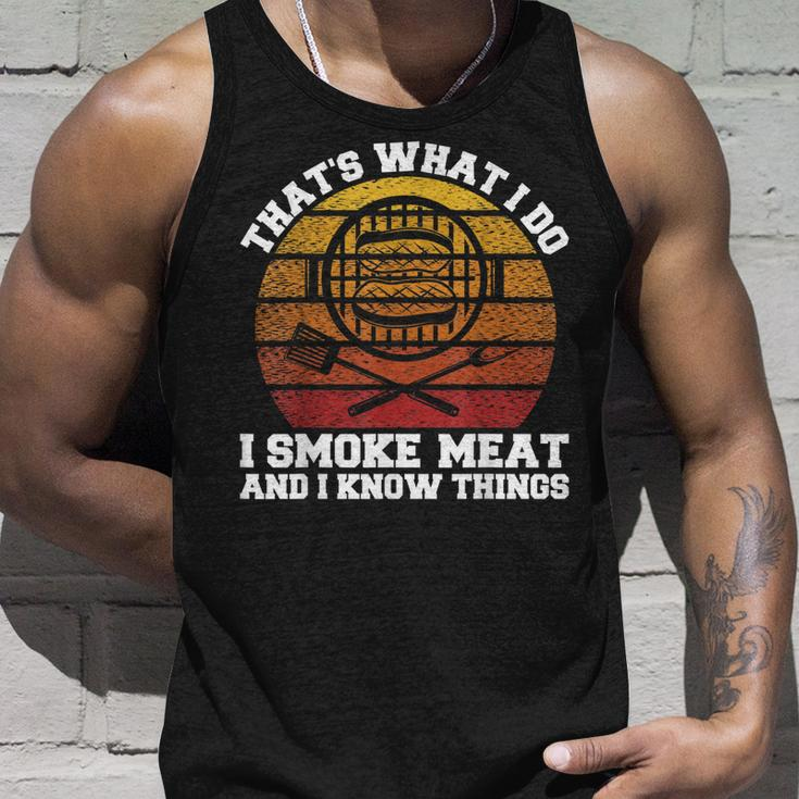 I Smoke Meat And I Know Things Funny Bbq Smoker Pitmaster Unisex Tank Top Gifts for Him