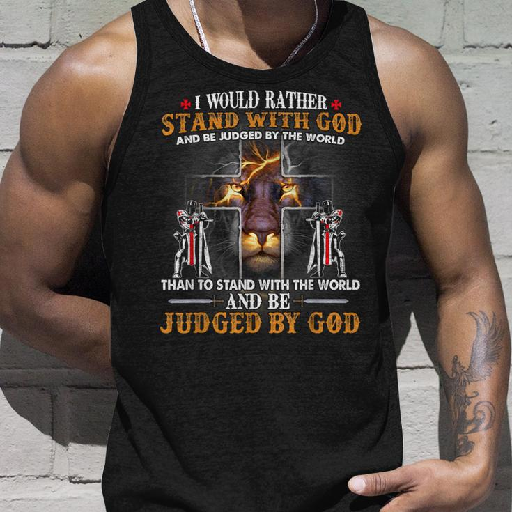 I Would Rather Stand With God Knight Templar Lion Christian Unisex Tank Top Gifts for Him
