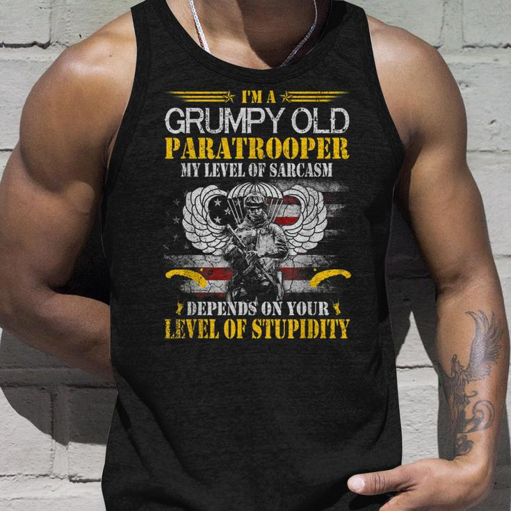 Im A Grumpy Old Paratrooper Flag Veterans Day Gift Unisex Tank Top Gifts for Him